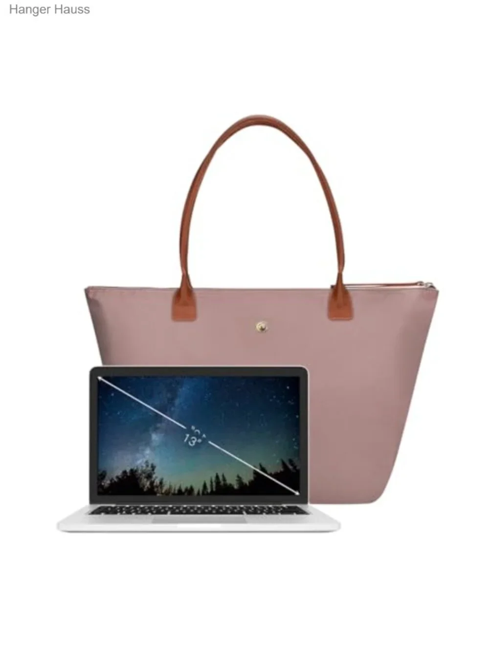 Nylon Tote Bag for Women - Foldable Shoulder Bag with Zipper, Laptop Tote